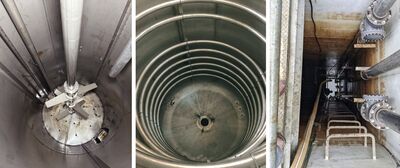 Figure 1: Equipment such as agitators, heating coils, pipes, ladders or baffles inside tanks can potentially interfere with microwaves and impact level measurement.